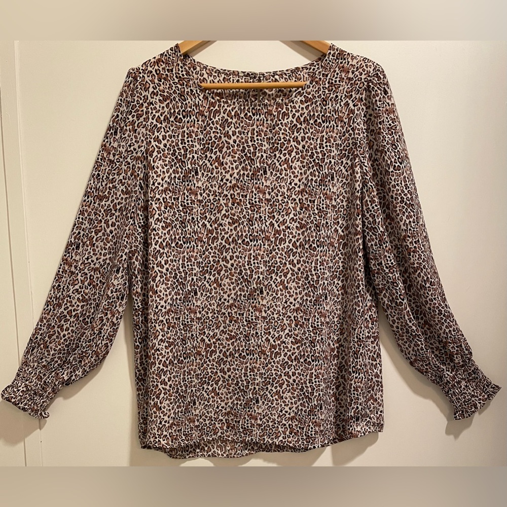 Women’s Long Sleeves Blouse Leopard Print Size:L